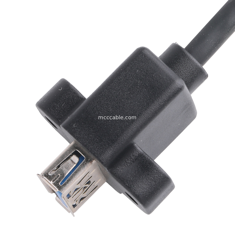 黒 Usb3 0 ケーブル Am 90 度横折 Af ハーフパック スクリュータイプ 形外型