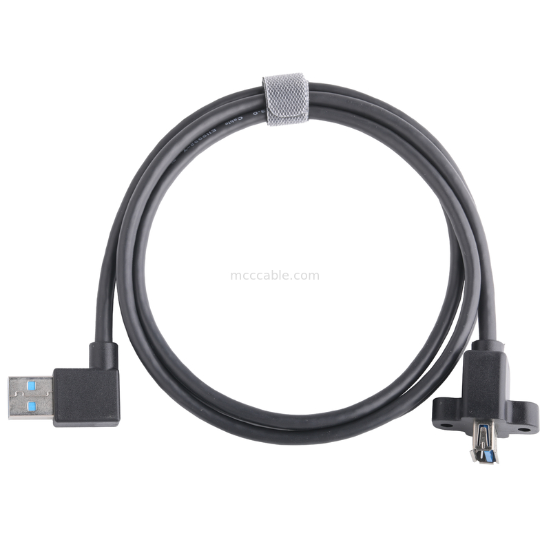黒 Usb3 0 ケーブル Am 90 度横折 Af ハーフパック スクリュータイプ 形外型