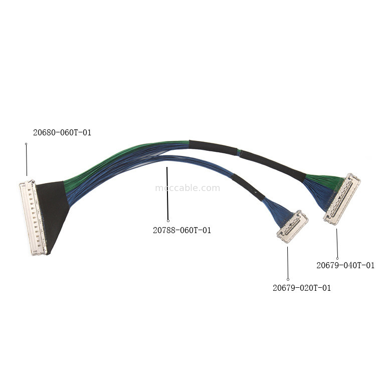 60 PIN マイクロコアシアルケーブル EMIシールドケーブル 20788 060T 01 lvds edpケーブル