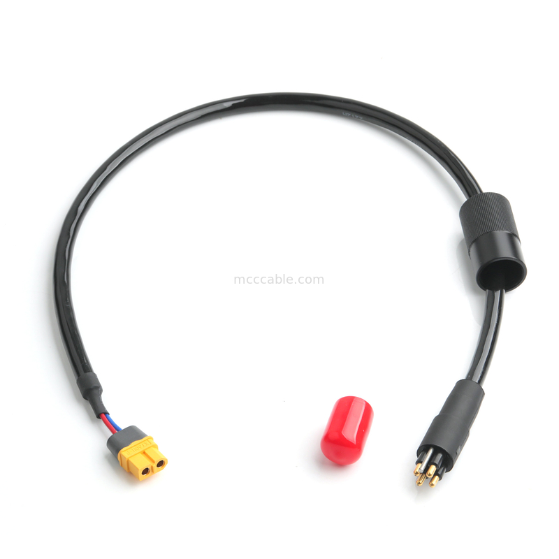 4コア電源ケーブル組 2ピン接続器 600V 125°C 熱縮管