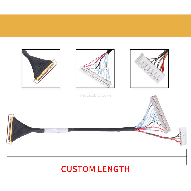 習慣40 Pin Lvdsのケーブル会議0.5mmピッチlcdのlvdsケーブルの横の合うタイプ マイクロ同軸コネクター