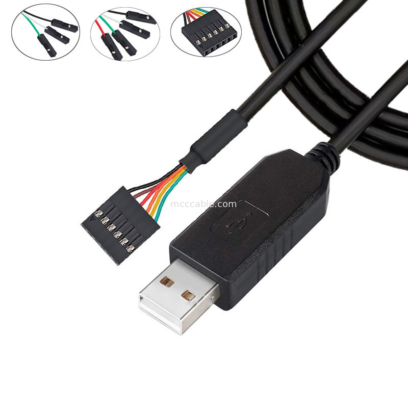 FTDIチップ USB To 6P TTL-232R-3V3 5Vレベルモジュール シリアルポートケーブル Ttl3.3v5v,カスタマイズ可能な電源ピン番号