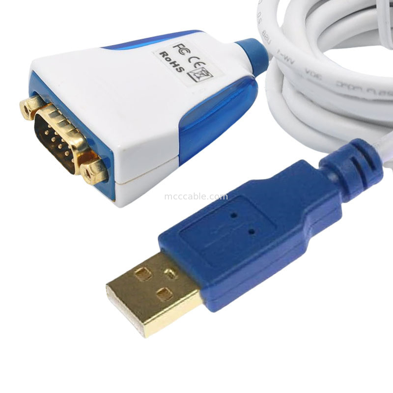 組み込み電子機器と工業用DB9Mコネクタ付きのUSB-AからRS232シリアルケーブル