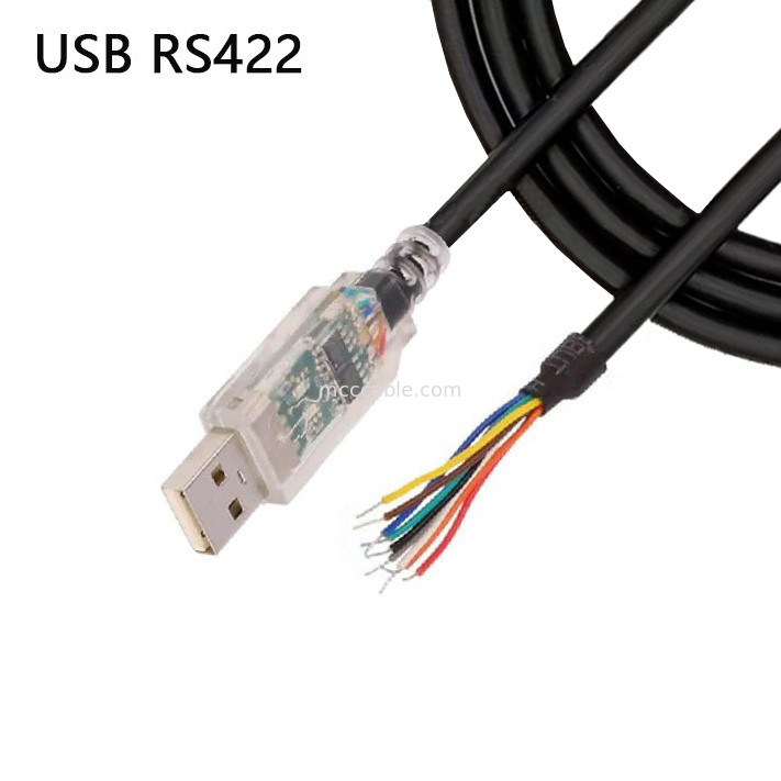産業用カスタムワイヤハネ RS-422 シリアルプロトコルケーブル USB-RS422-WE-1800-BT 半断線