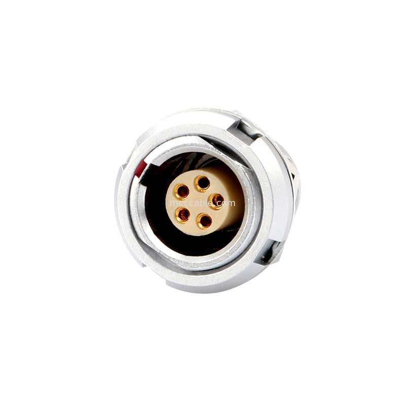 工業用防水コネクタBシリーズZ2 5Pin ダブルナット 溶接 プリント回路板 ピンコア (直角)