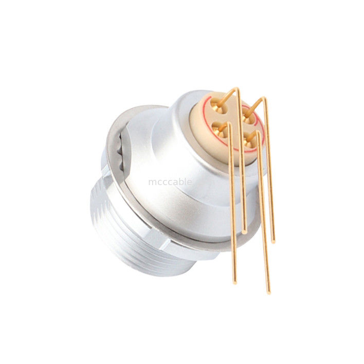 産業用円形防水コネクタ Z3 外部固定ソケットプリント回路板 90°肘ピンコア 4ピン