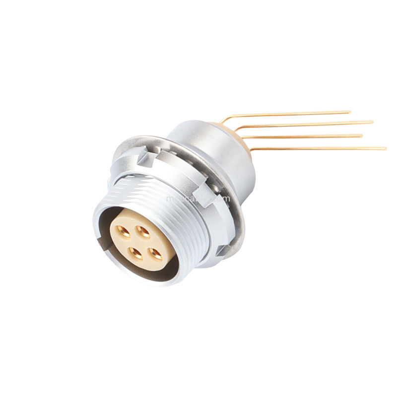 産業用円形防水コネクタ Z3 外部固定ソケットプリント回路板 90°肘ピンコア 4ピン