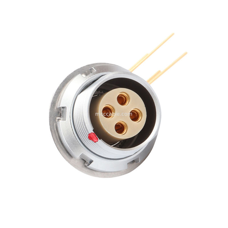 産業用円形防水コネクタ Z3 外部固定ソケットプリント回路板 90°肘ピンコア 4ピン