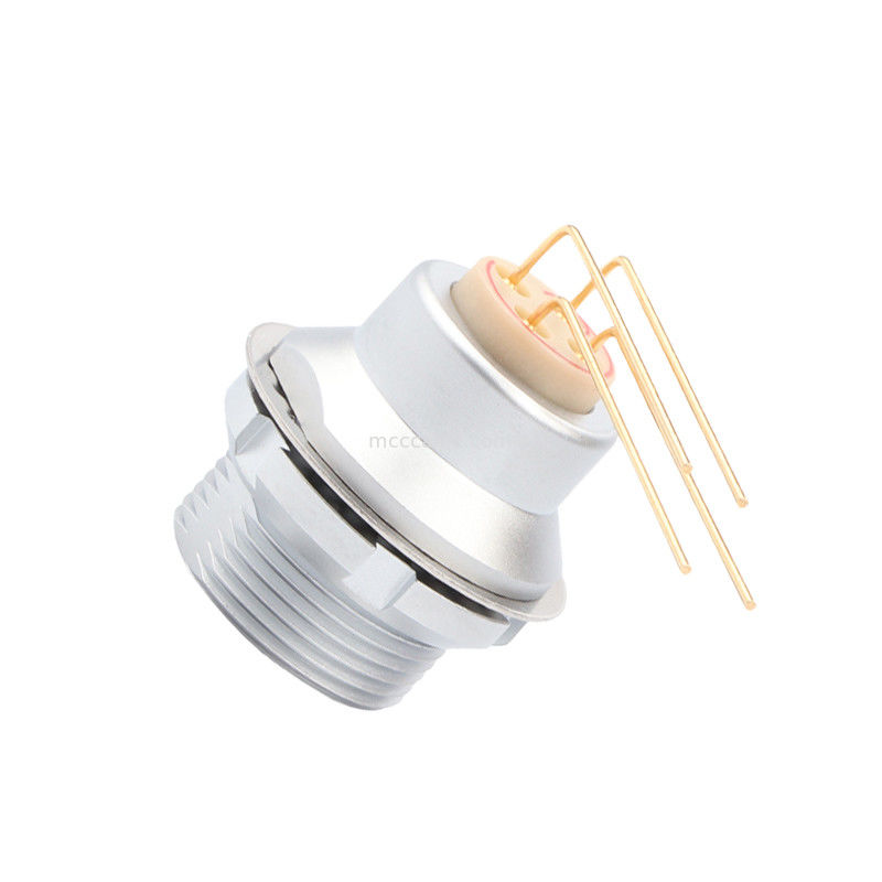 産業用円形防水コネクタ Z3 外部固定ソケットプリント回路板 90°肘ピンコア 4ピン